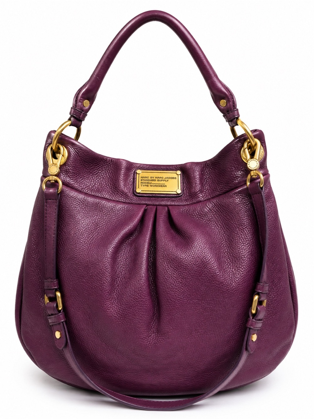 Marc by Marc Jacobs Classic Q Hillier Plum Leather Hobo Shoulder Bag
